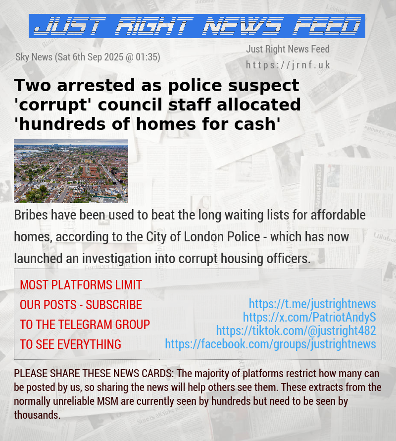 Two arrested as police suspect ’corrupt’ council staff allocated ’hundreds of homes for cash’