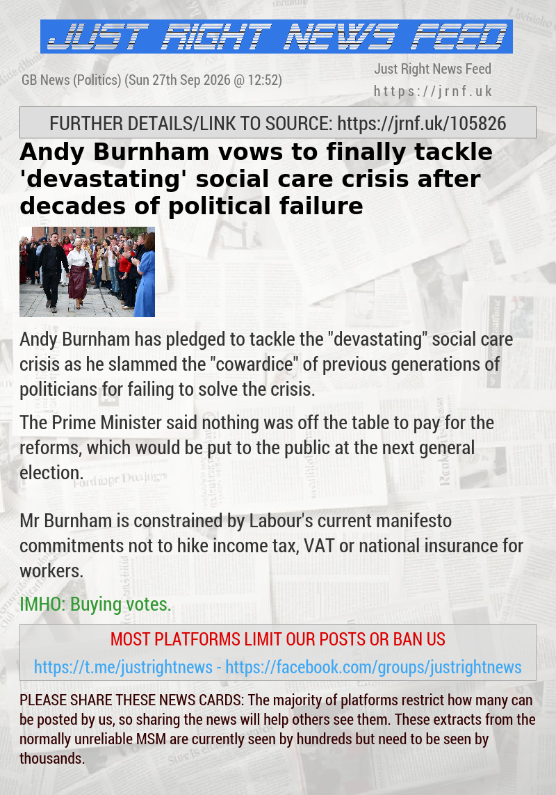 Andy Burnham vows to finally tackle ’devastating’ social care crisis after decades of political failure