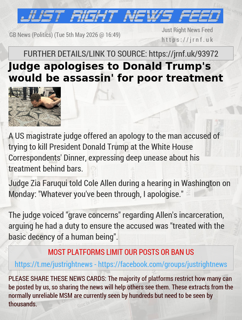 Judge apologises to Donald Trump’s ‘would—be assassin’ for poor treatment