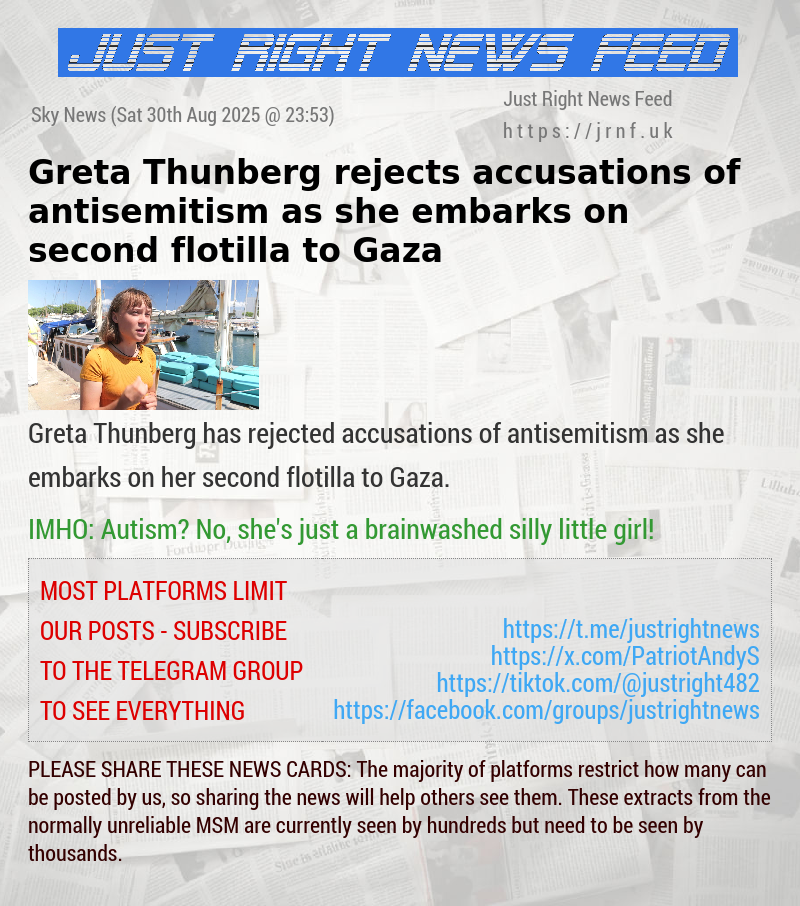 Greta Thunberg rejects accusations of antisemitism as she embarks on second flotilla to Gaza