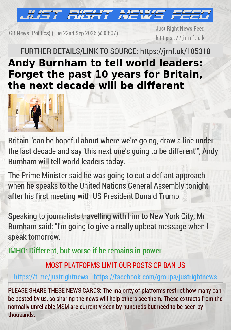 Andy Burnham to tell world leaders: Forget the past 10 years for Britain, the next decade will be different