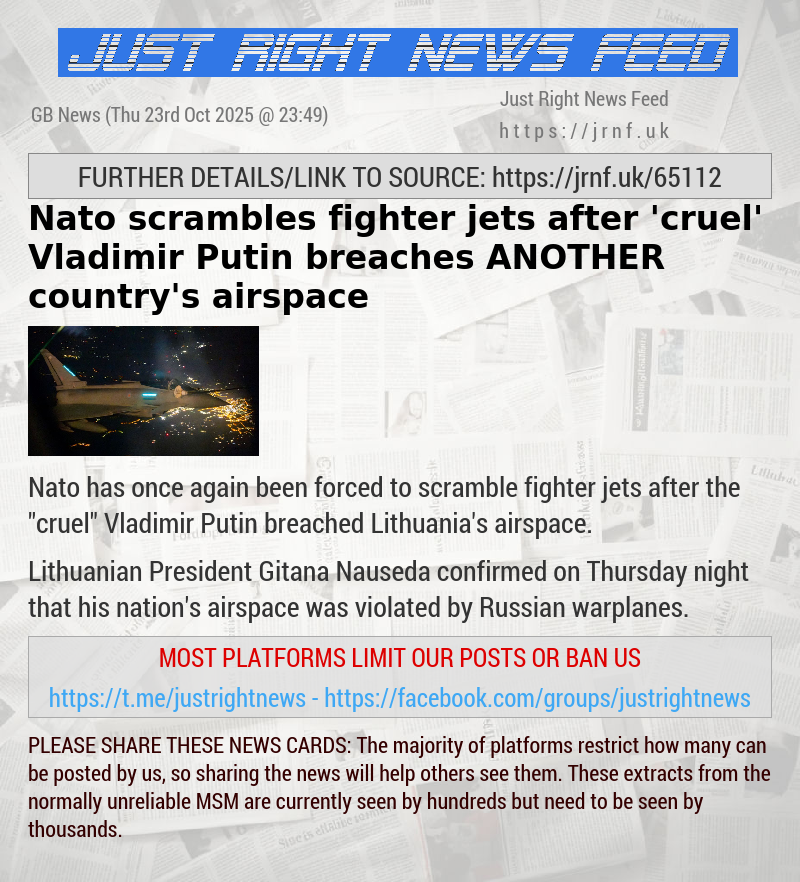 Nato scrambles fighter jets after ’cruel’ Vladimir Putin breaches ANOTHER country’s airspace