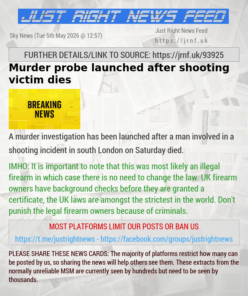 Murder probe launched after shooting victim dies