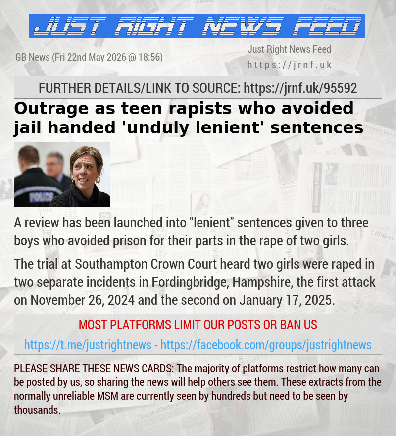 Outrage as teen rapists who avoided jail handed ’unduly lenient’ sentences