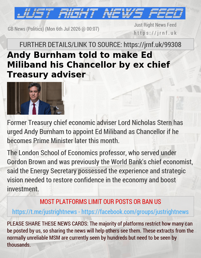 Andy Burnham told to make Ed Miliband his Chancellor by ex—chief Treasury adviser