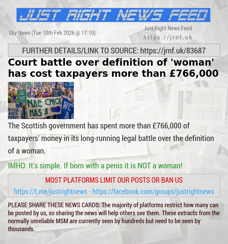Court battle over definition of ’woman’ has cost taxpayers more than &pound;766,000
