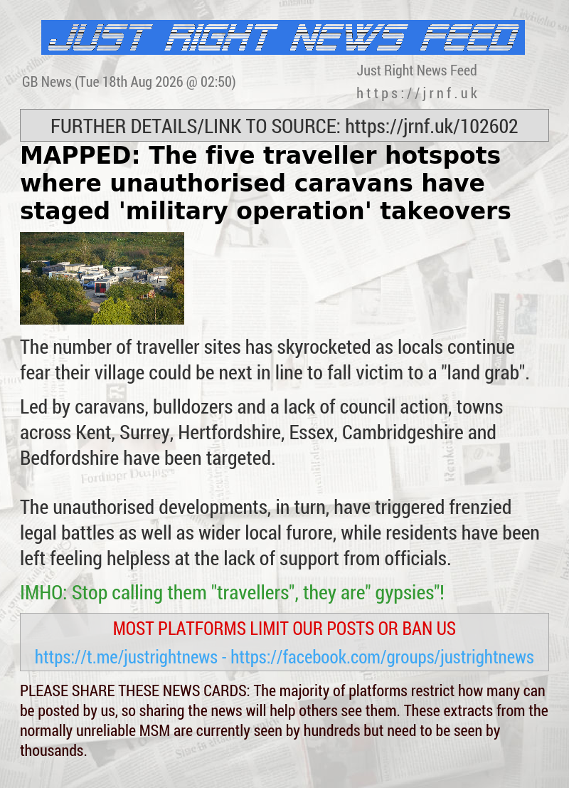 MAPPED: The five traveller hotspots where unauthorised caravans have staged ’military operation’ takeovers