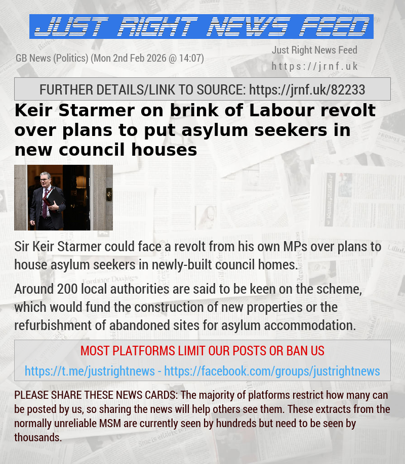 Keir Starmer on brink of Labour revolt over plans to put asylum seekers in new council houses