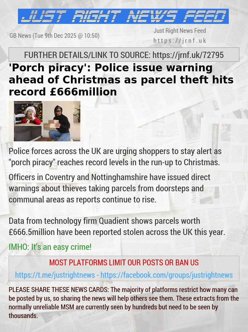 ’Porch piracy’: Police issue warning ahead of Christmas as parcel theft hits record &pound;666million