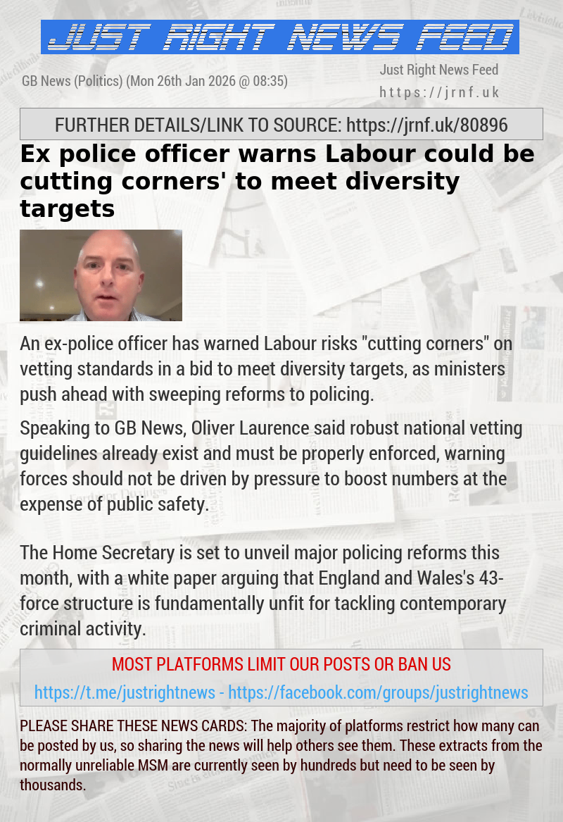 Ex—police officer warns Labour could be ‘cutting corners’ to meet diversity targets