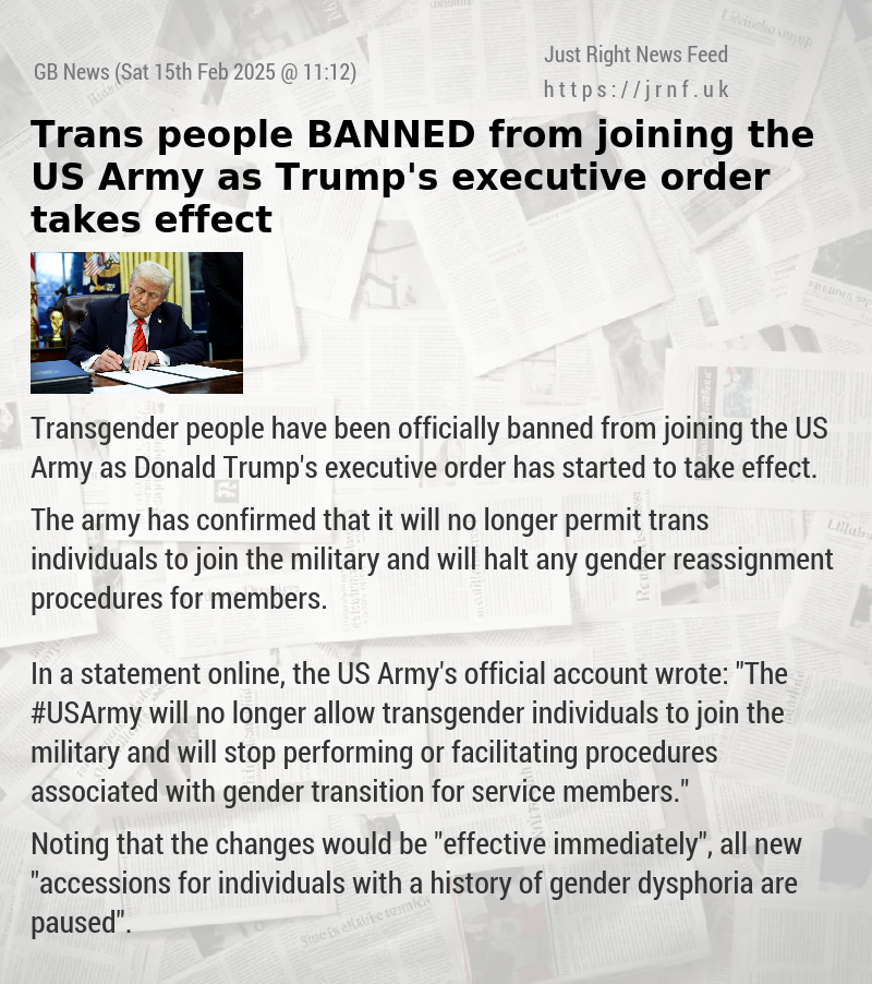 Trans people BANNED from joining the US Army as Trump’s executive order takes effect