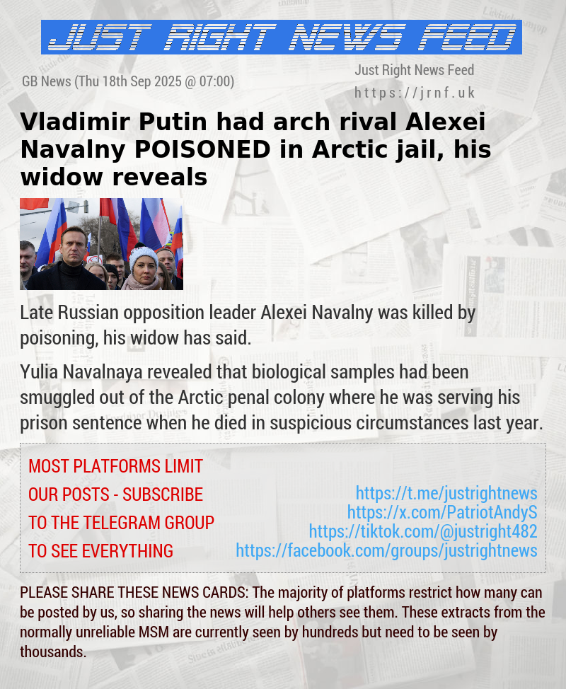 Vladimir Putin had arch—rival Alexei Navalny POISONED in Arctic jail, his widow reveals