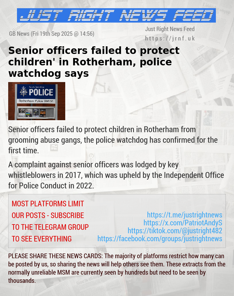 Senior officers ‘failed to protect children’ in Rotherham, police watchdog says