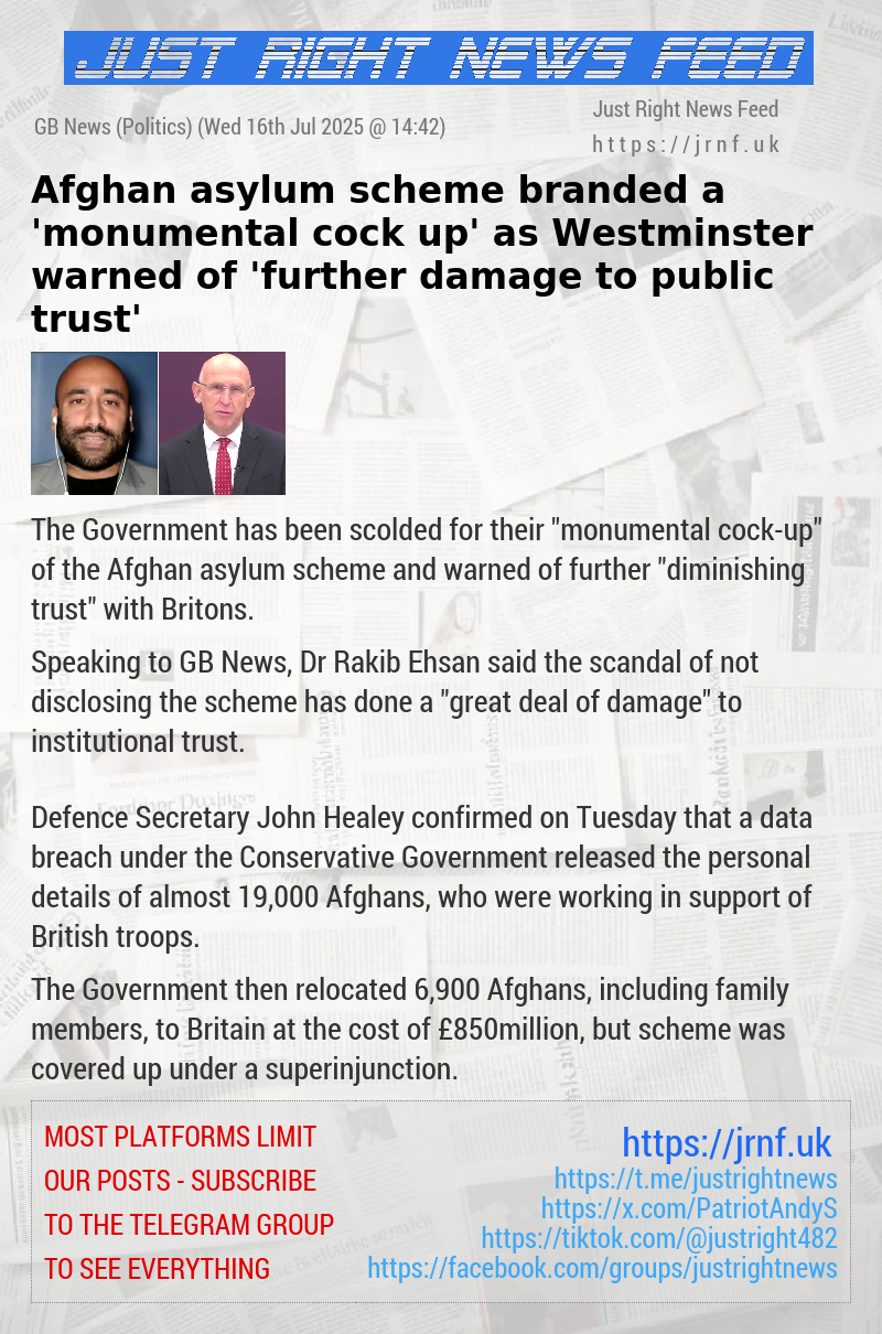 Afghan asylum scheme branded a ’monumental cock—up’ as Westminster warned of ’further damage to public trust’