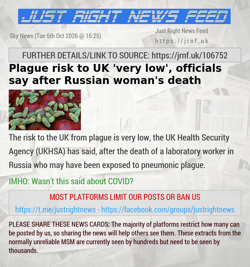 Plague risk to UK ’very low’, officials say after Russian woman’s death