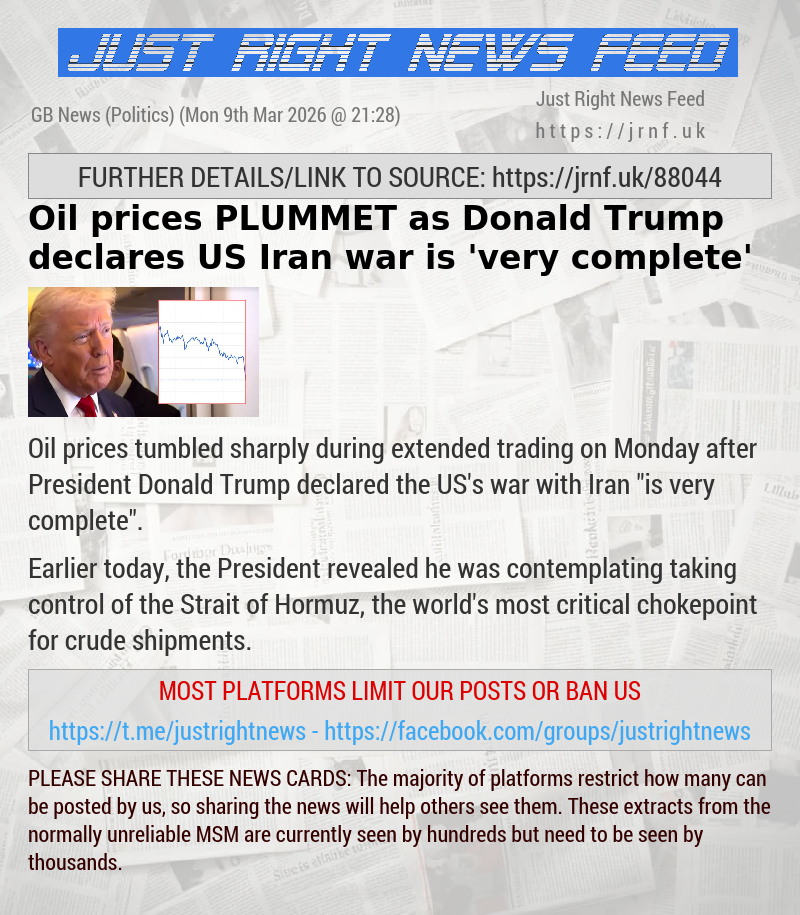 Oil prices PLUMMET as Donald Trump declares US—Iran war is ’very complete’