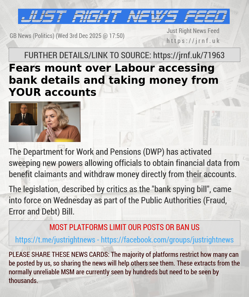 Fears mount over Labour accessing bank details and taking money from YOUR accounts