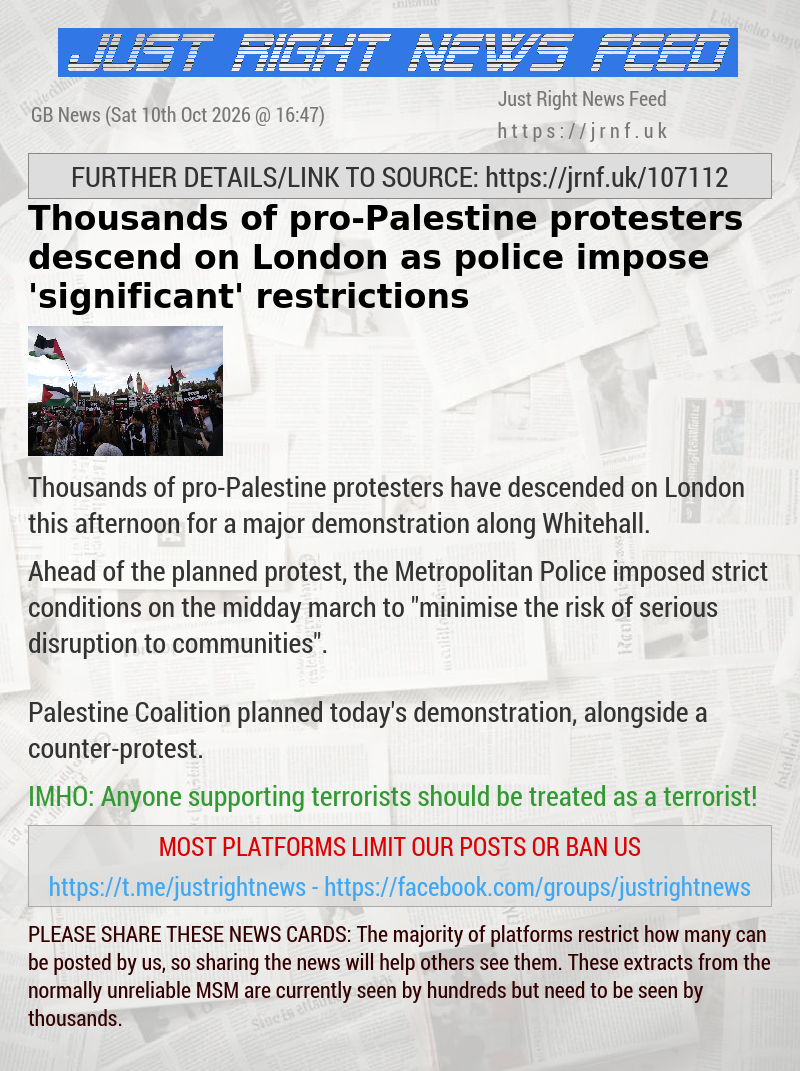 Thousands of pro—Palestine protesters descend on London as police impose ’significant’ restrictions