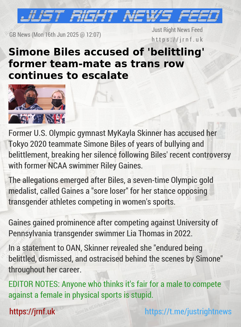 Simone Biles accused of ’belittling’ former team—mate as trans row continues to escalate