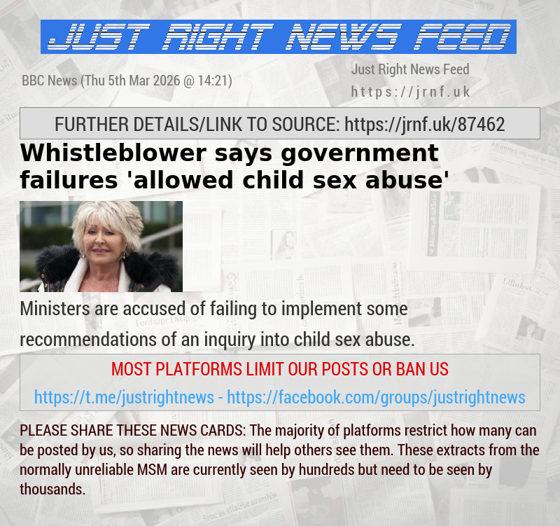 Whistleblower says government failures ’allowed child sex abuse’