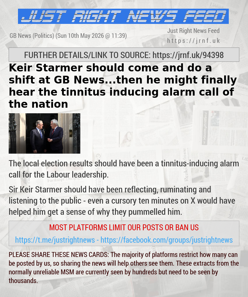 Keir Starmer should come and do a shift at GB News...then he might finally hear the tinnitus—inducing alarm call of the nation