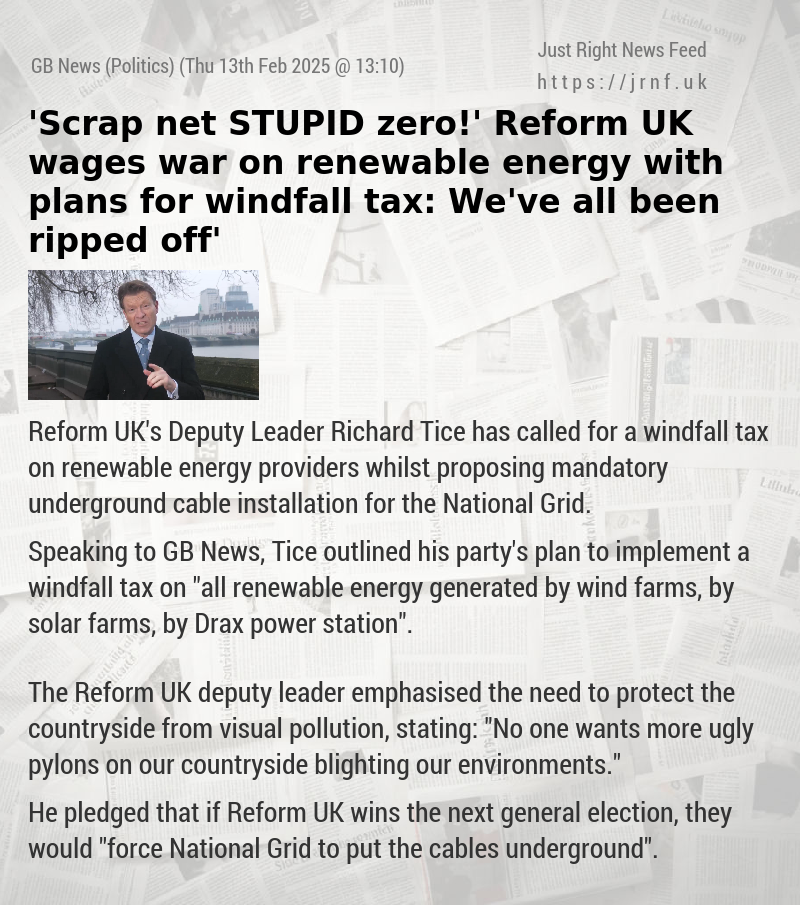 ’Scrap net STUPID zero!’ Reform UK wages war on renewable energy with plans for windfall tax: ‘We’ve all been ripped off’