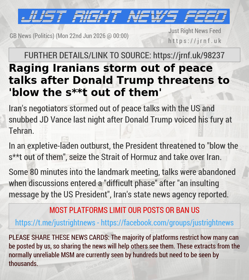 Raging Iranians storm out of peace talks after Donald Trump threatens to ’blow the s**t out of them’