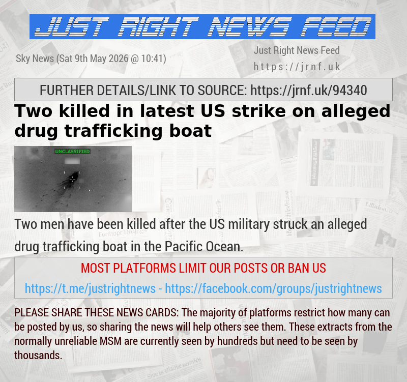 Two killed in latest US strike on alleged drug trafficking boat