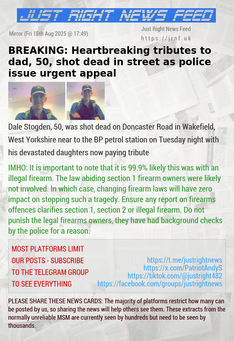 BREAKING: Heartbreaking tributes to dad, 50, shot dead in street as police issue urgent appeal