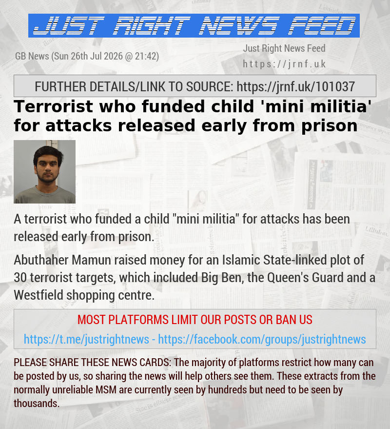 Terrorist who funded child ’mini militia’ for attacks released early from prison