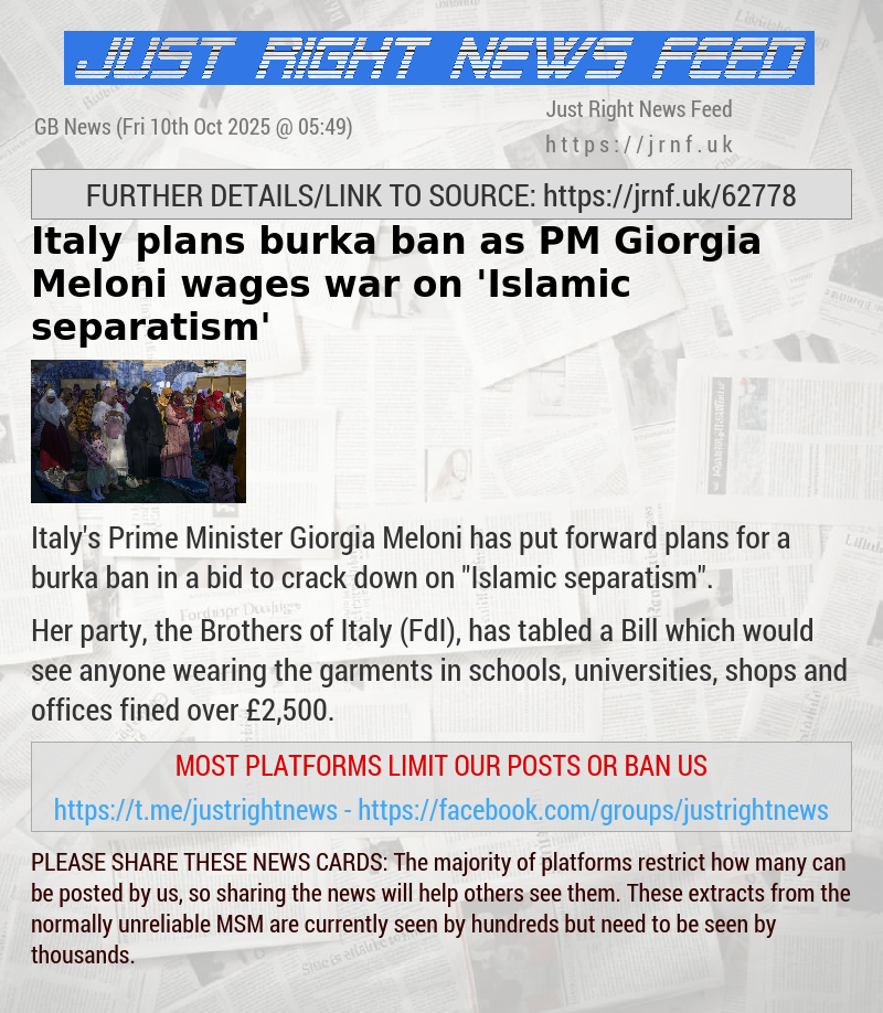 Italy plans burka ban as PM Giorgia Meloni wages war on ’Islamic separatism’