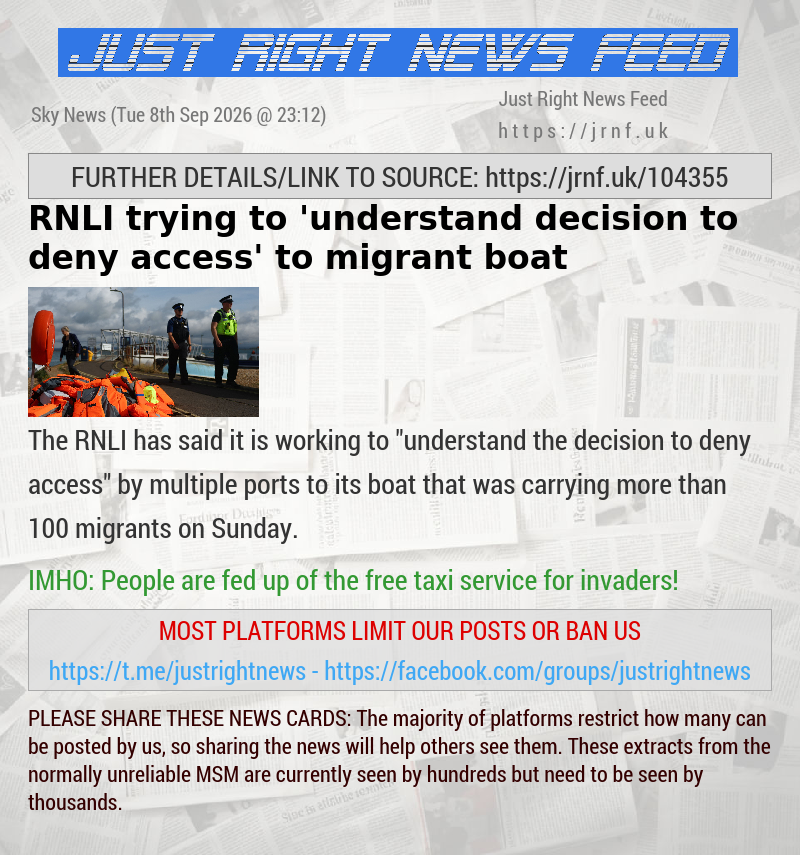 RNLI trying to ’understand decision to deny access’ to migrant boat