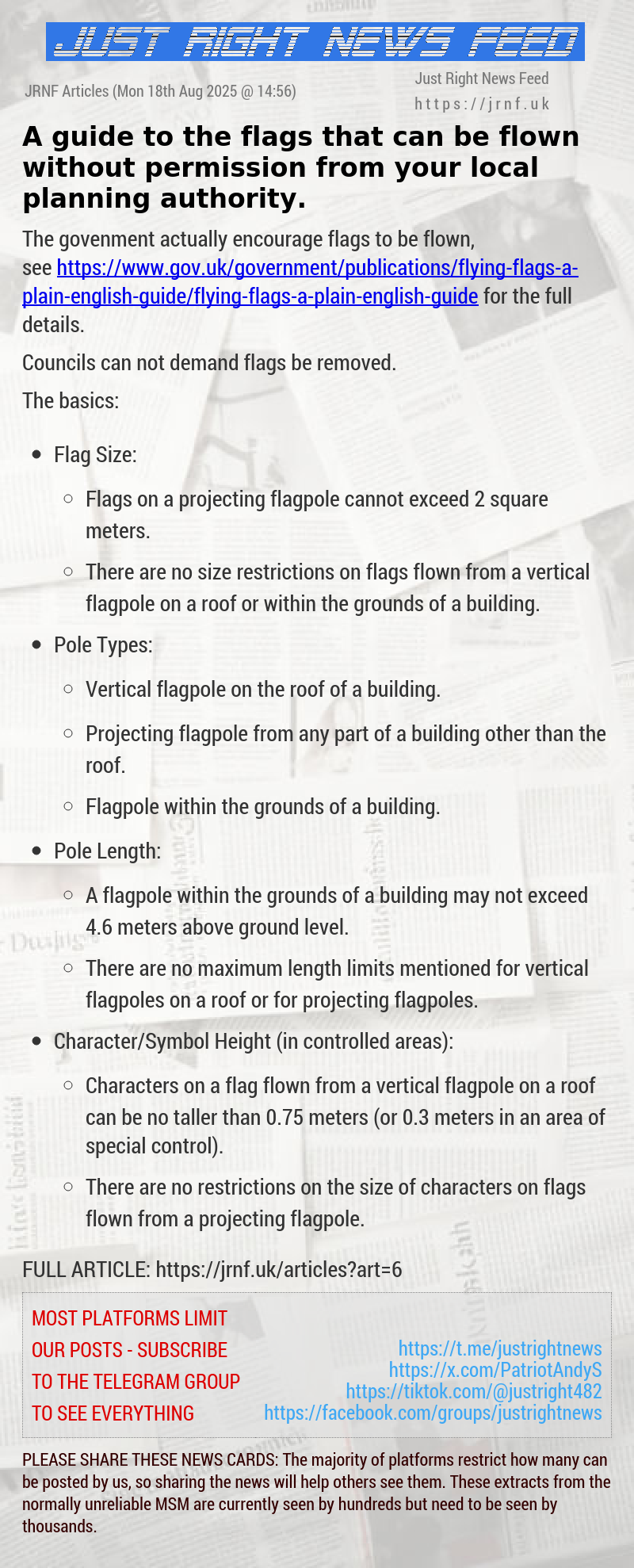 A guide to the flags that can be flown without permission from your local planning authority.