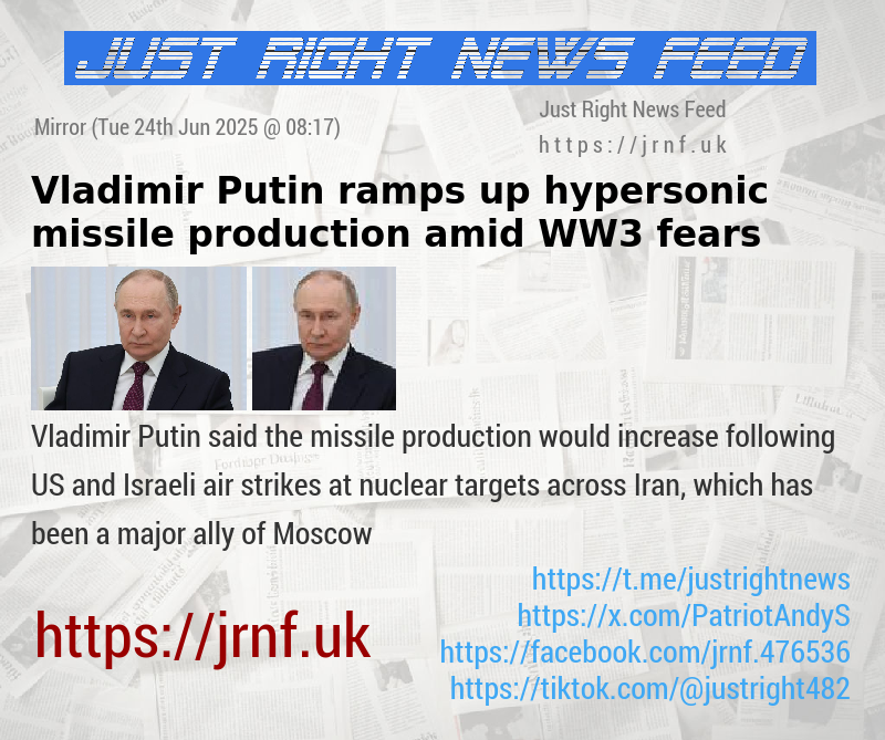 Vladimir Putin ramps up hypersonic missile production amid WW3 fears