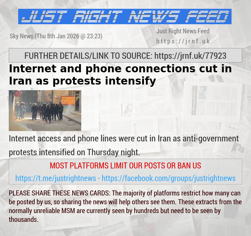 Internet and phone connections cut in Iran as protests intensify 