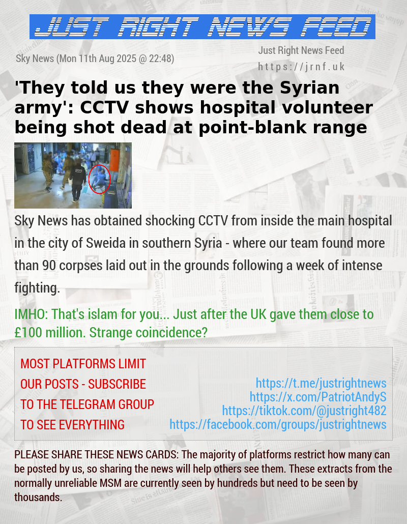 ’They told us they were the Syrian army’: CCTV shows hospital volunteer being shot dead at point—blank range