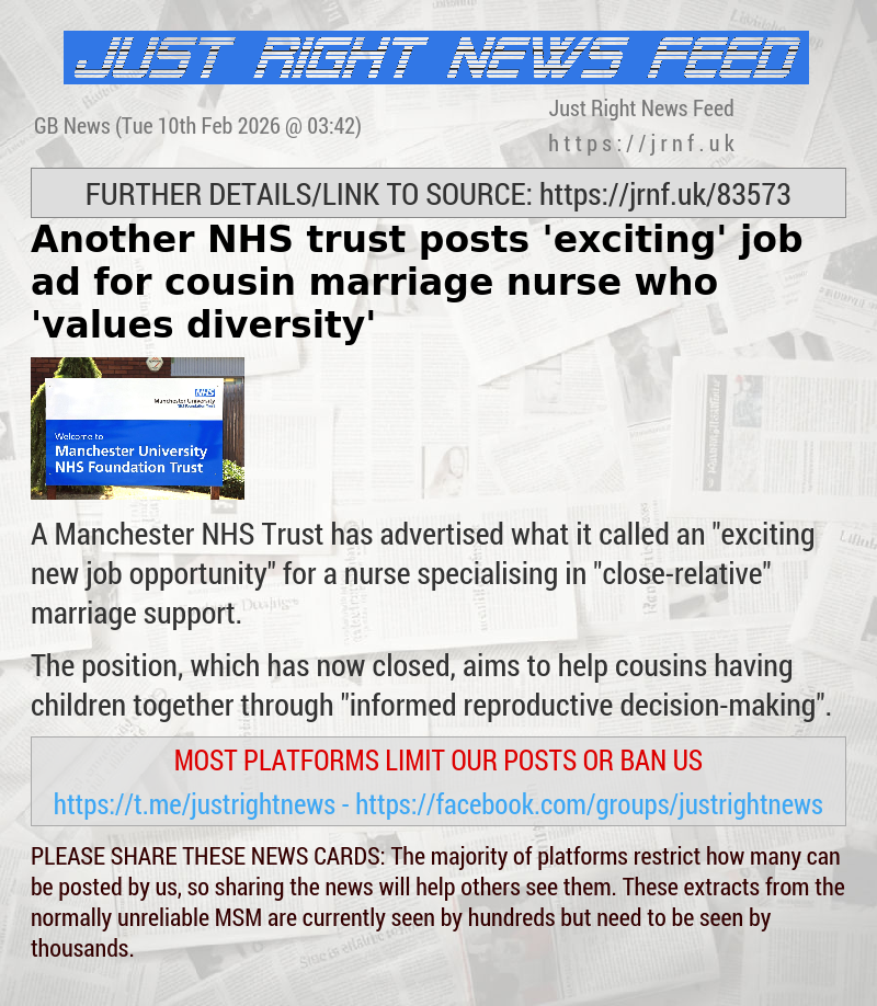 Another NHS trust posts ’exciting’ job ad for cousin—marriage nurse who ’values diversity’