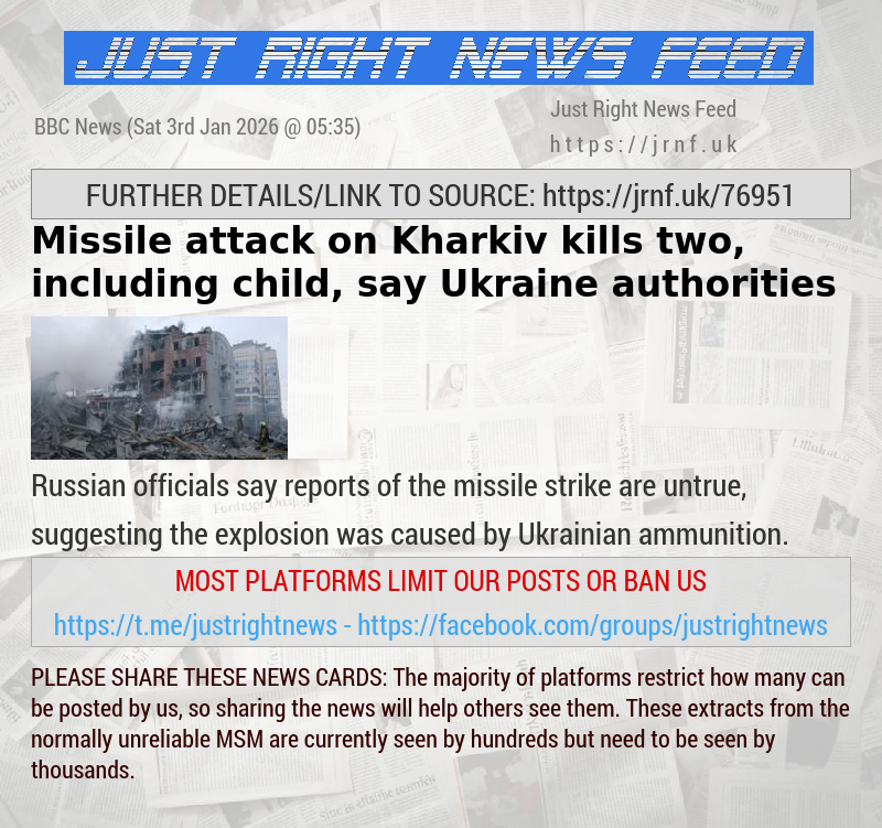 Missile attack on Kharkiv kills two, including child, say Ukraine authorities