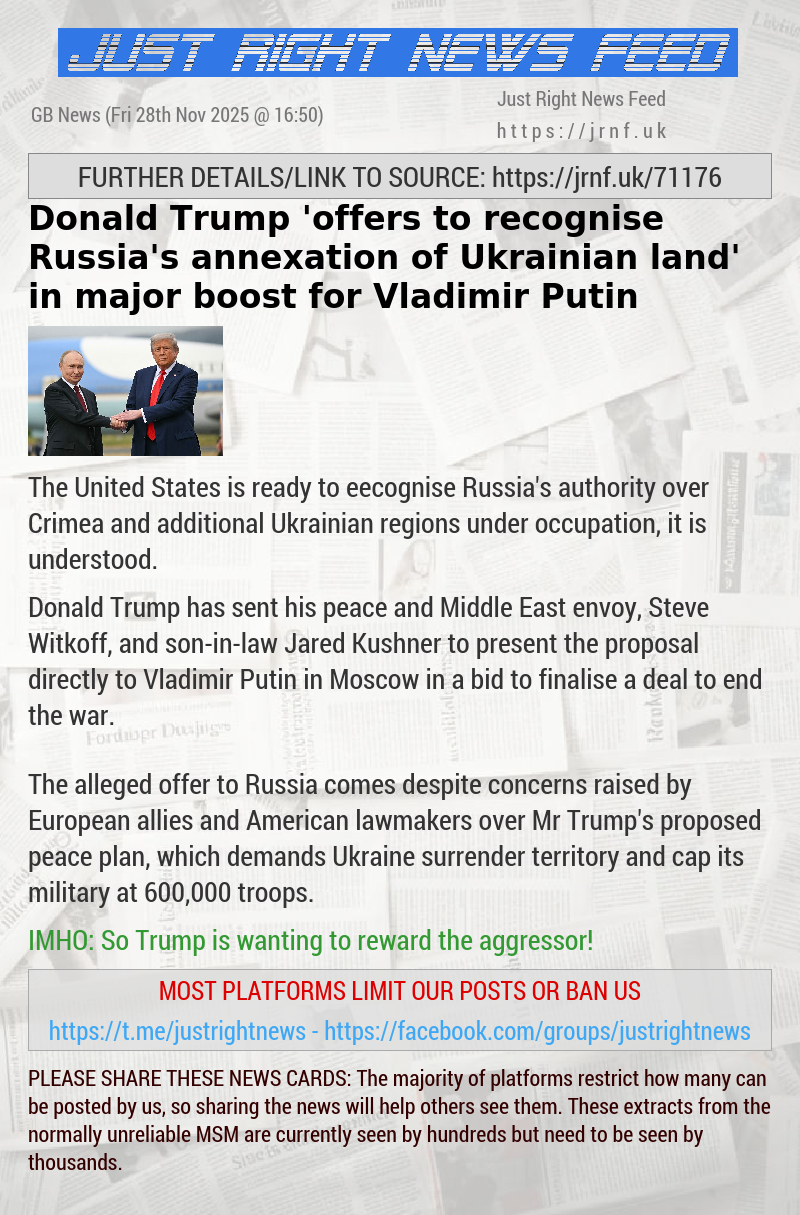 Donald Trump ’offers to recognise Russia’s annexation of Ukrainian land’ in major boost for Vladimir Putin