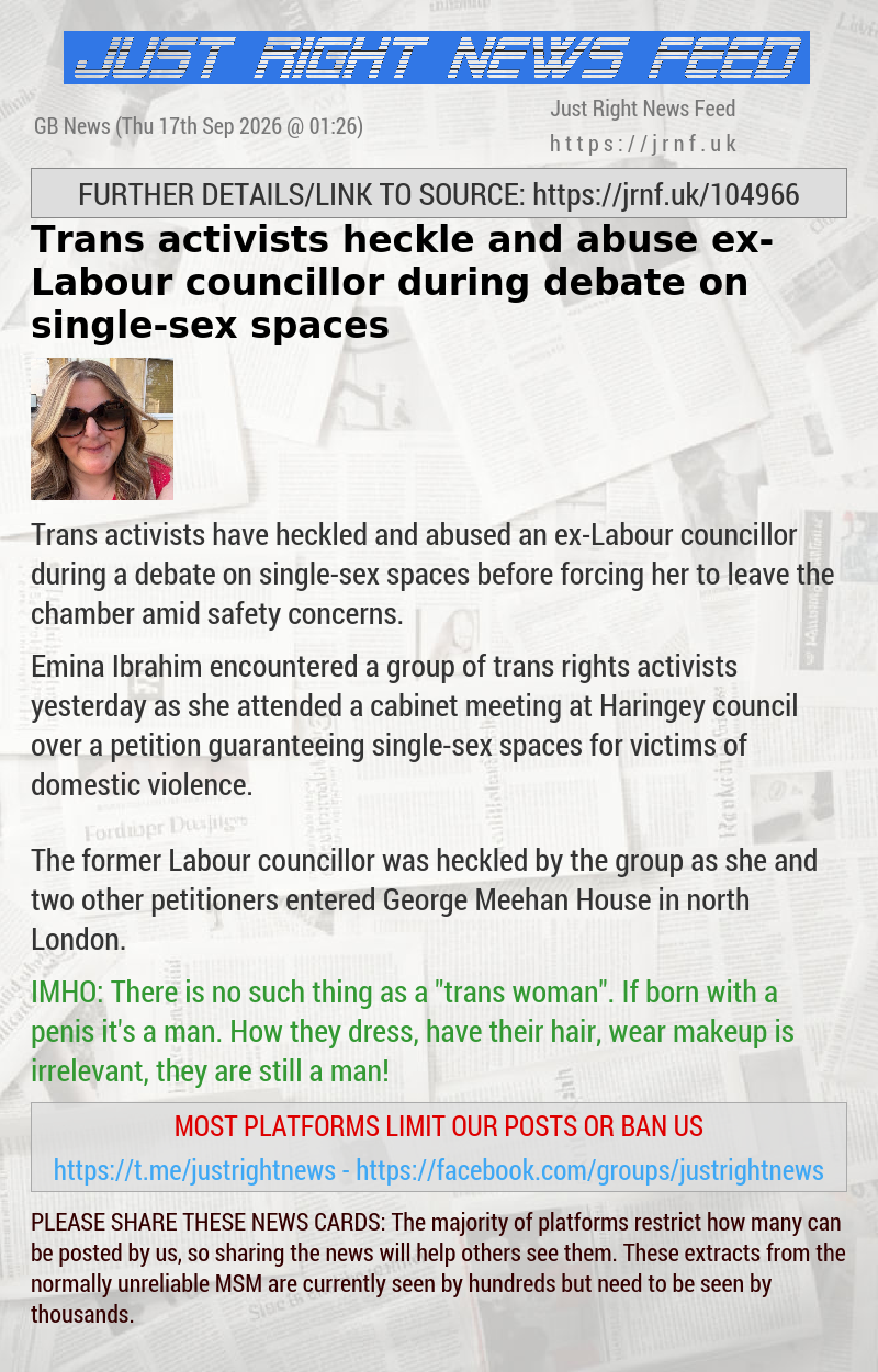 Trans activists heckle and abuse ex—Labour councillor during debate on single—sex spaces