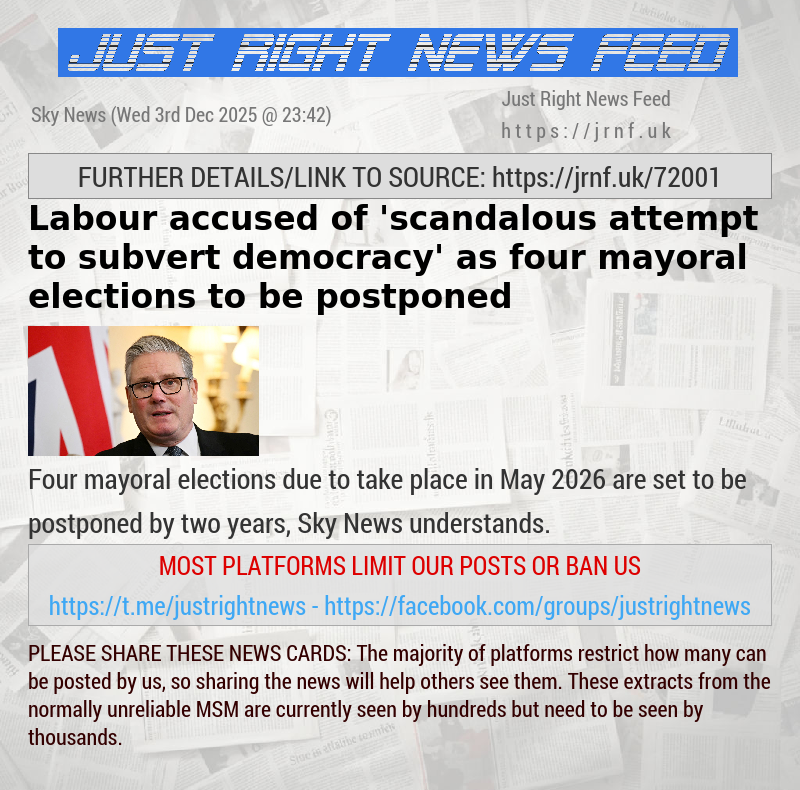 Labour accused of ’scandalous attempt to subvert democracy’ as four mayoral elections to be postponed