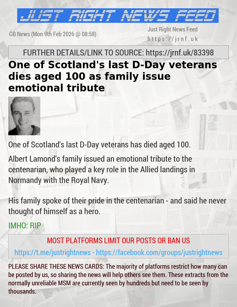 One of Scotland’s last D—Day veterans dies aged 100 as family issue emotional tribute