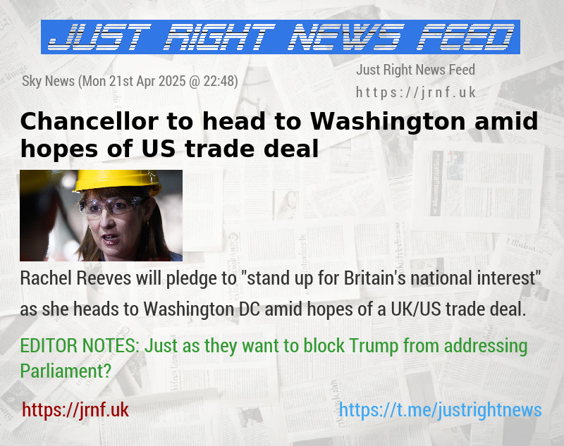Chancellor to head to Washington amid hopes of US trade deal
