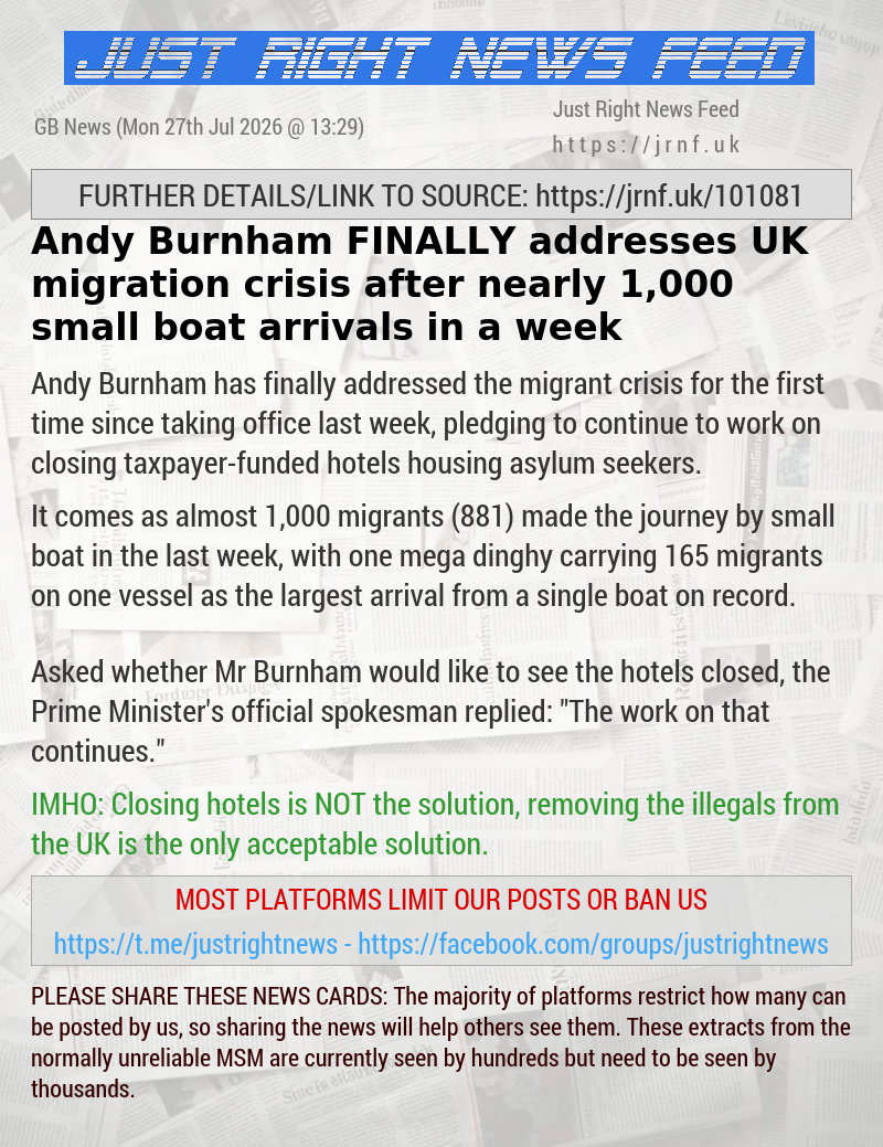 Andy Burnham FINALLY addresses UK migration crisis after nearly 1,000 small boat arrivals in a week