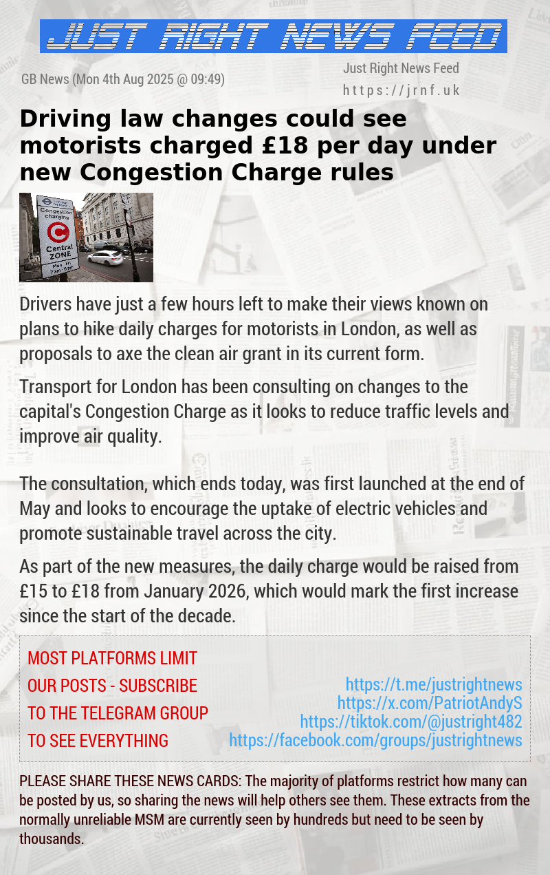 Driving law changes could see motorists charged &pound;18 per day under new Congestion Charge rules
