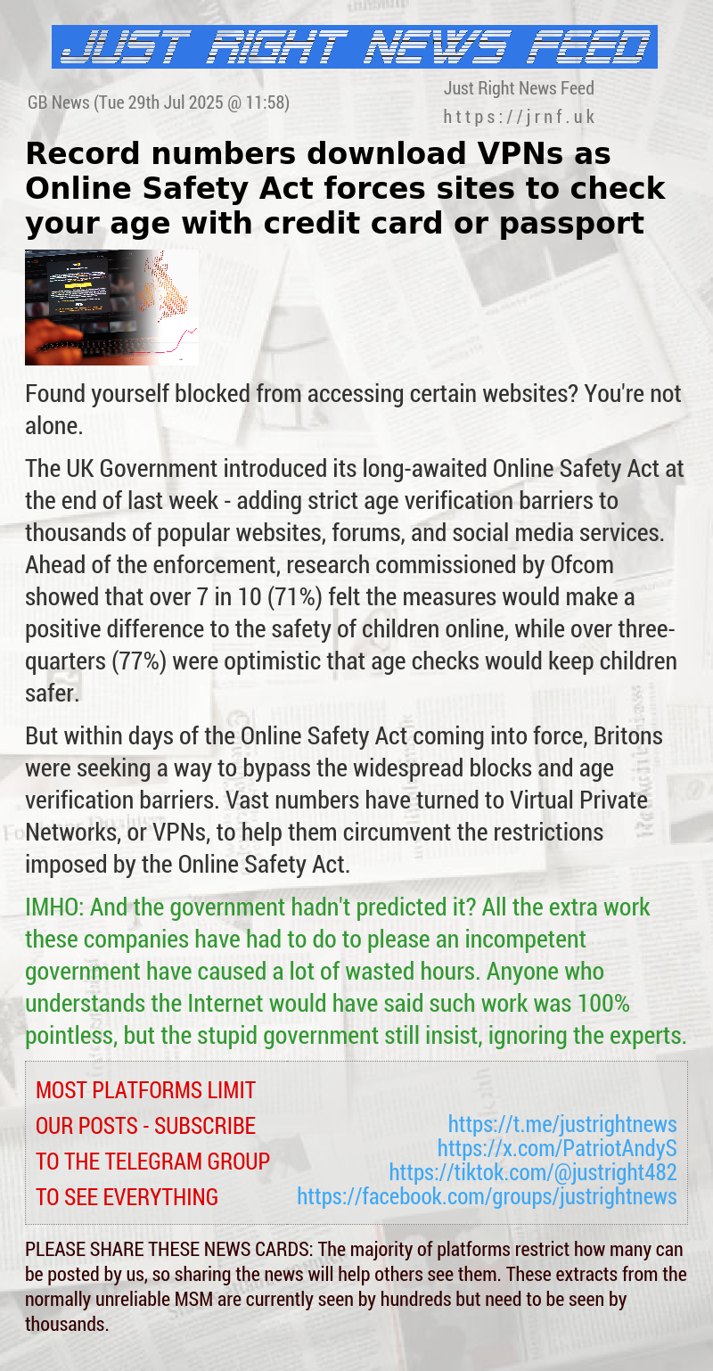 Record numbers download VPNs as Online Safety Act forces sites to check your age with credit card or passport
