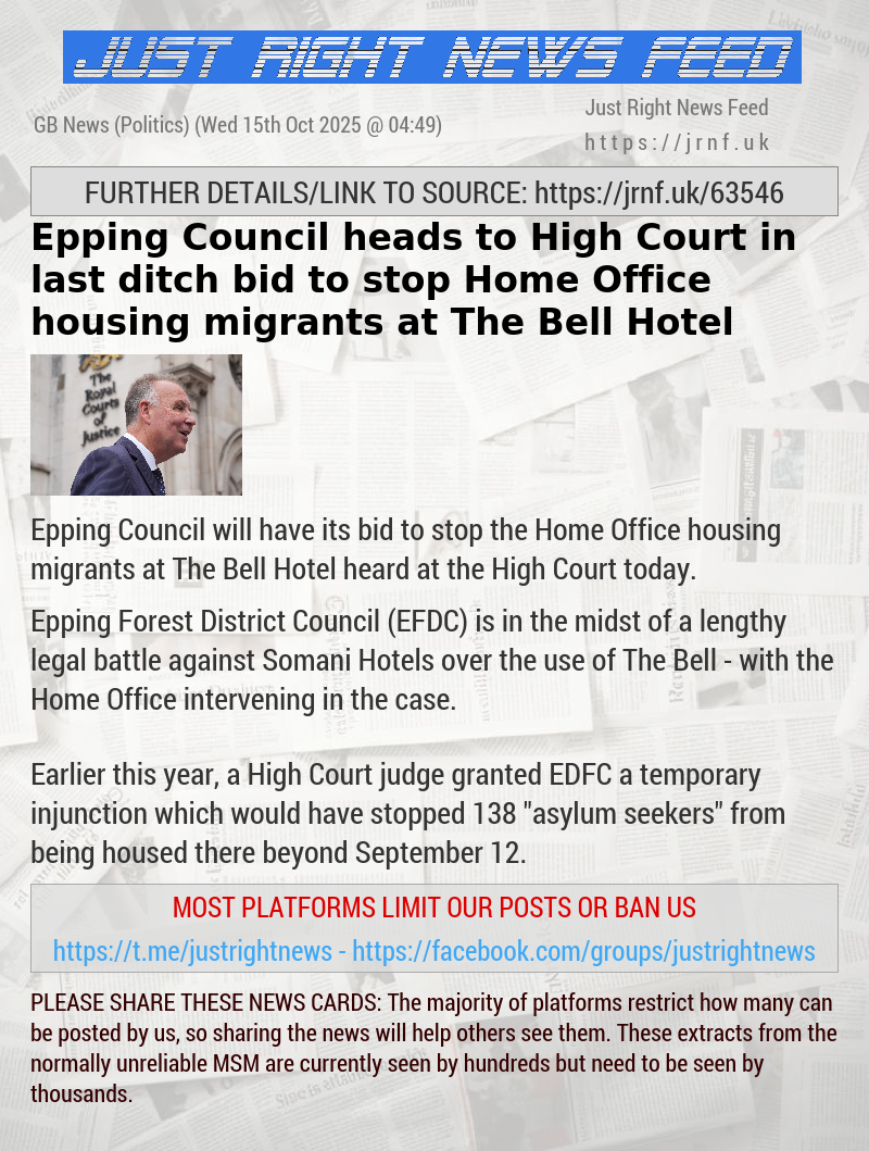 Epping Council heads to High Court in last—ditch bid to stop Home Office housing migrants at The Bell Hotel