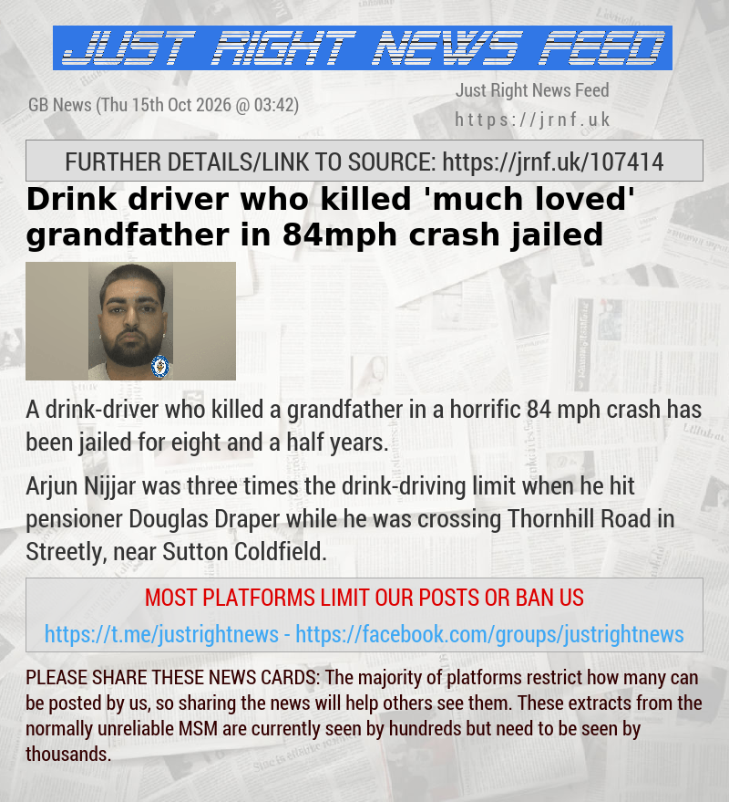Drink—driver who killed ’much—loved’ grandfather in 84mph crash jailed