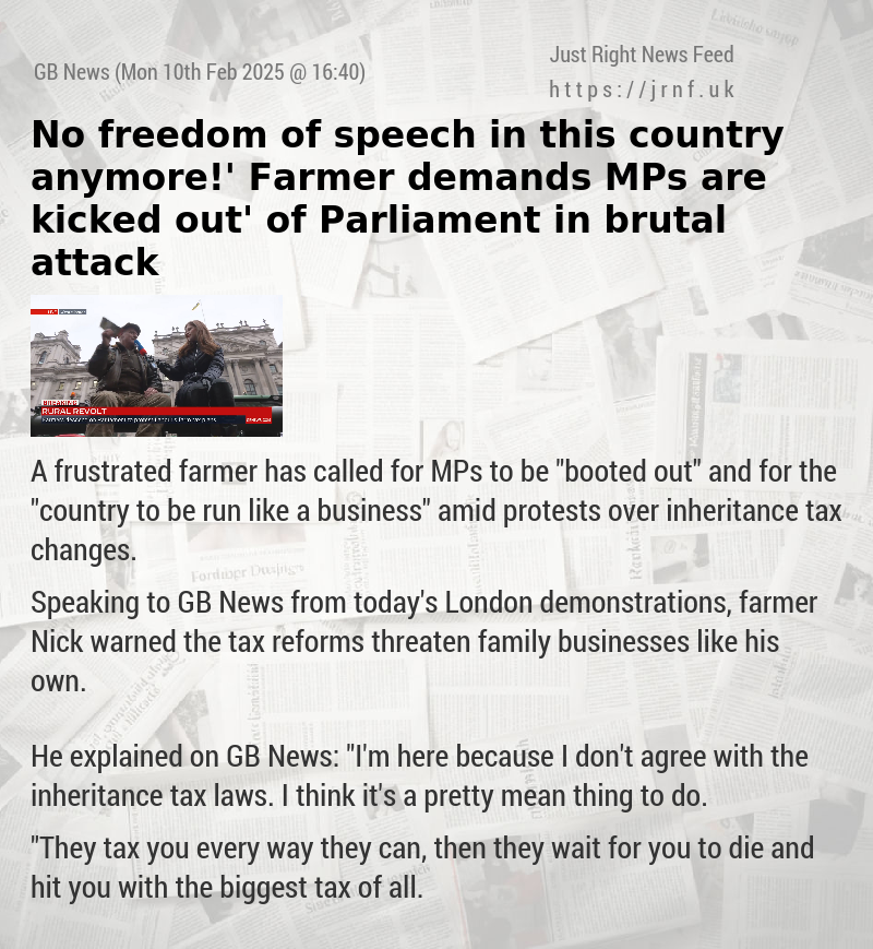 ‘No freedom of speech in this country anymore!’ Farmer demands MPs are ‘kicked out’ of Parliament in brutal attack