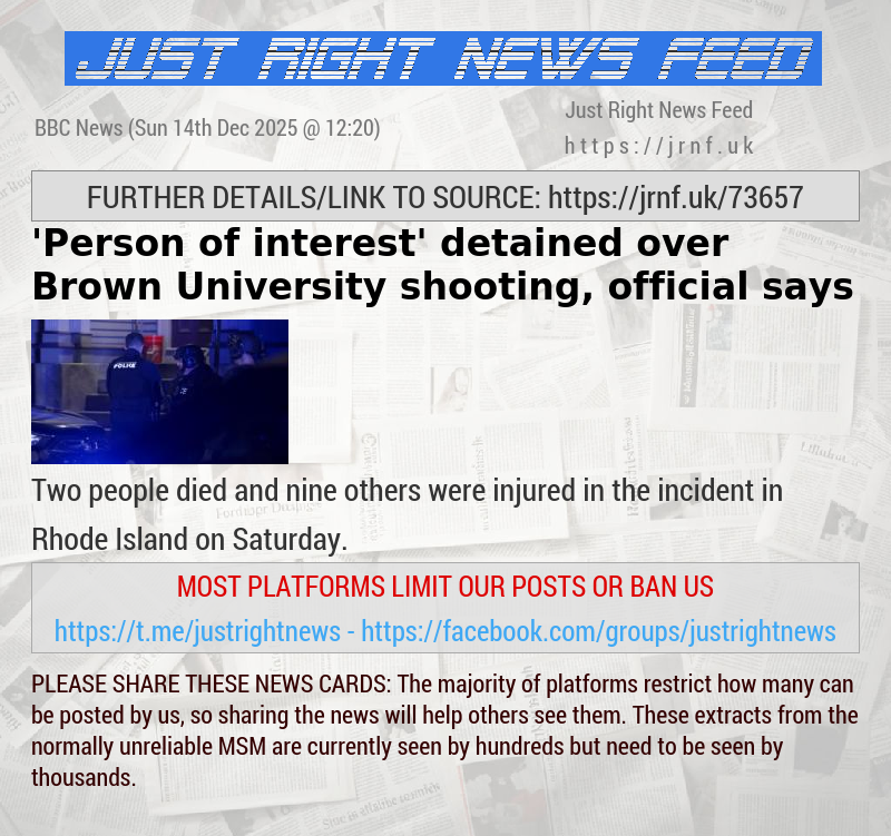 ’Person of interest’ detained over Brown University shooting, official says